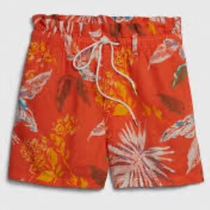 GAP Paperbag Pull-On High Waisted Print Shorts in Linen Blend Size Small NWT